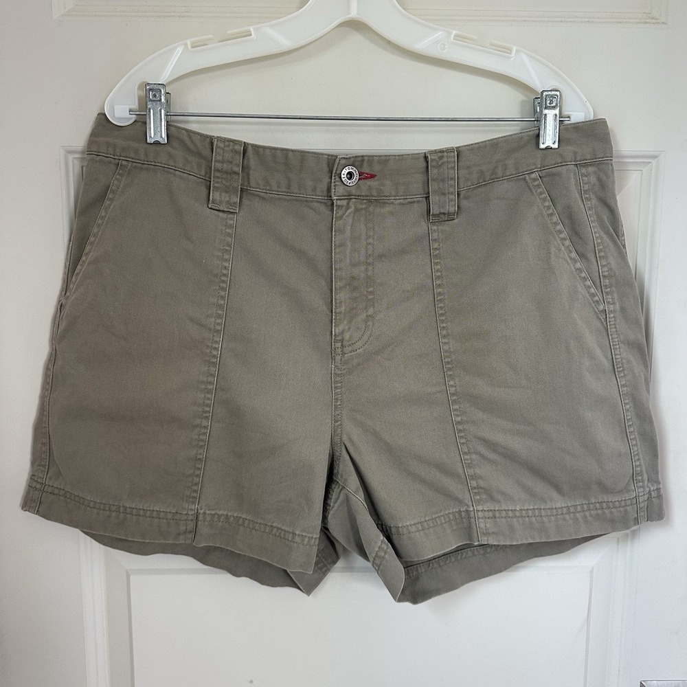 Y2K Tommy Hilfiger Women's 14 Vintage 2003 Green Canvas Shorts 100% Cotton Logo